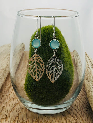 Leaf and Gemstone Earrings