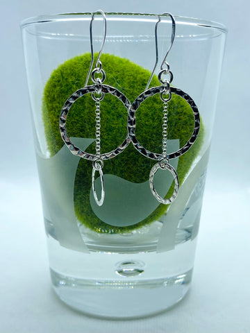 Hammered Circles and Chain Earrings