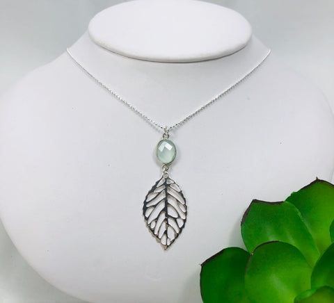 Leaf & Gemstone Necklace