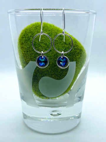 Double Circle and Crystal Earrings