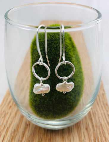Freshwater Biwa pearl earrings
