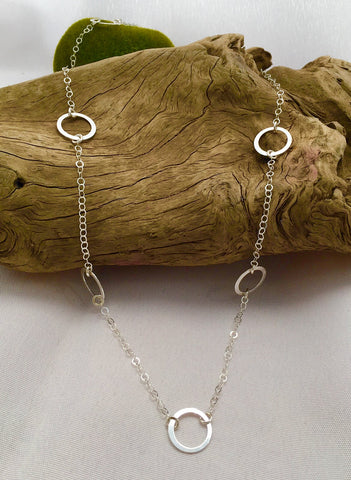 Long Sterling circles necklace